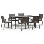 vidaXL Set mobilier de grădină cu perne, 7 piese, poliratan și oțel vidaXL Set mobilier de grădină cu perne, 7 piese, poliratan și oțel