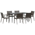 vidaXL Set mobilier de grădină cu perne, 7 piese, poliratan și oțel vidaXL Set mobilier de grădină cu perne, 7 piese, poliratan și oțel