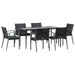 vidaXL Set mobilier de grădină cu perne, 7 piese, poliratan și oțel vidaXL Set mobilier de grădină cu perne, 7 piese, poliratan și oțel