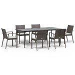 vidaXL Set mobilier de grădină cu perne, 7 piese, poliratan și oțel vidaXL Set mobilier de grădină cu perne, 7 piese, poliratan și oțel