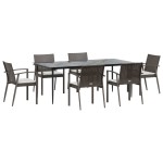 vidaXL Set mobilier de grădină cu perne, 7 piese, poliratan și oțel vidaXL Set mobilier de grădină cu perne, 7 piese, poliratan și oțel