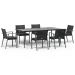 vidaXL Set mobilier de grădină cu perne, 7 piese, poliratan și oțel vidaXL Set mobilier de grădină cu perne, 7 piese, poliratan și oțel