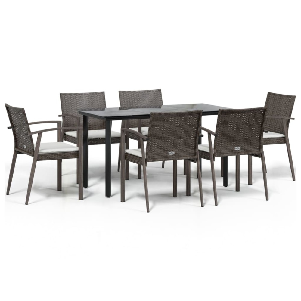 vidaXL Set mobilier de grădină cu perne, 7 piese, poliratan și oțel
