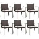 vidaXL Set mobilier de grădină cu perne, 7 piese, poliratan și oțel vidaXL Set mobilier de grădină cu perne, 7 piese, poliratan și oțel