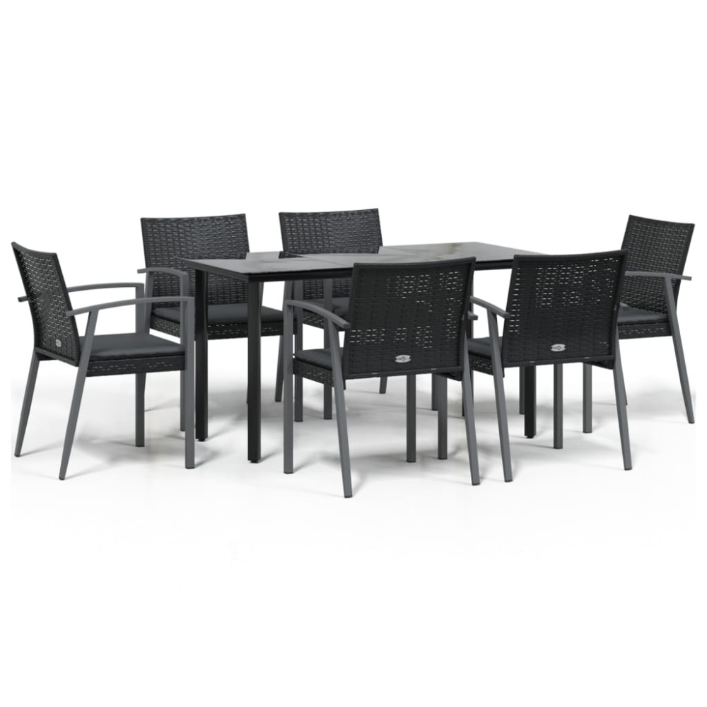 vidaXL Set mobilier de grădină cu perne, 7 piese, poliratan și oțel