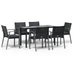vidaXL Set mobilier de grădină cu perne, 7 piese, poliratan și oțel vidaXL Set mobilier de grădină cu perne, 7 piese, poliratan și oțel