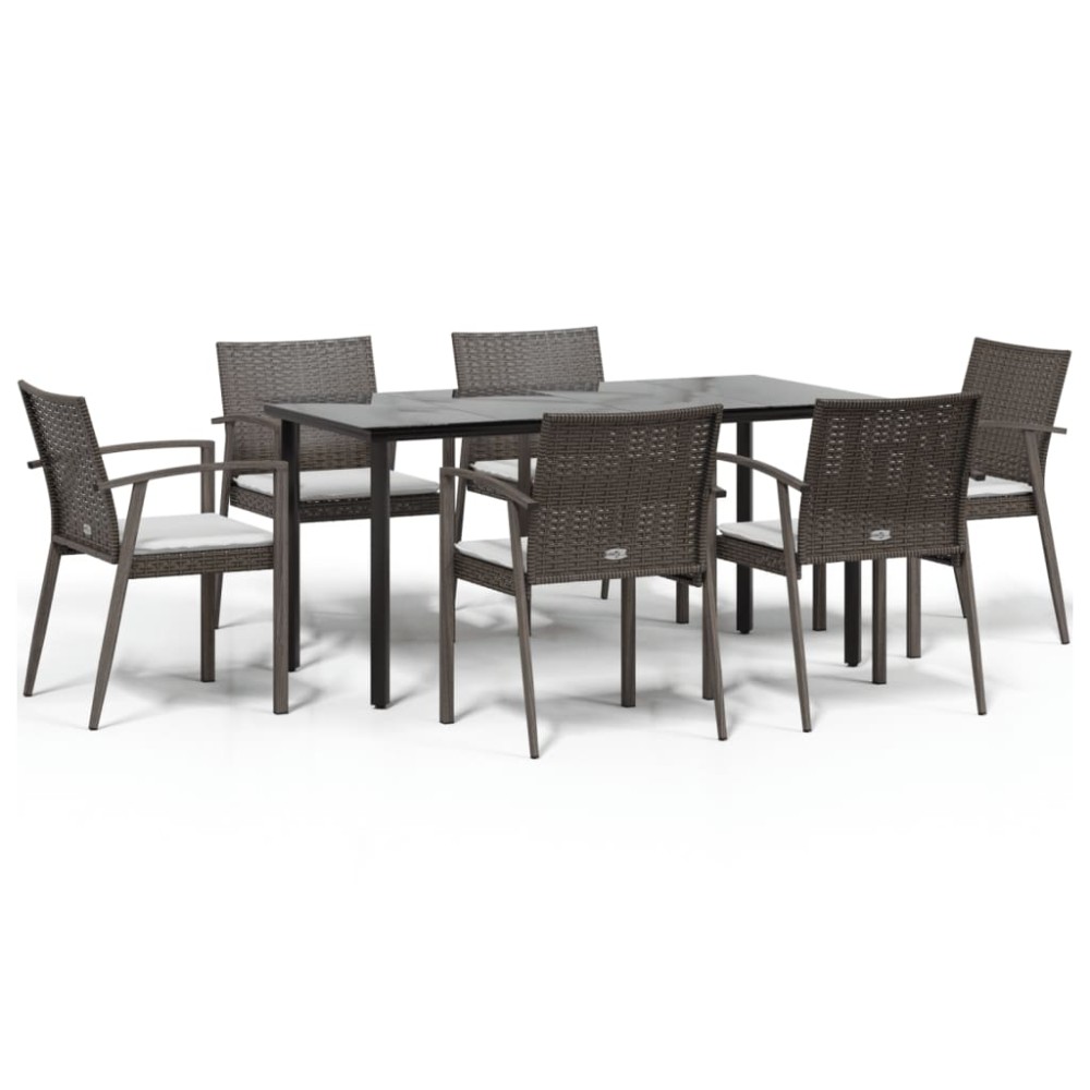 vidaXL Set mobilier de grădină cu perne, 7 piese, poliratan și oțel