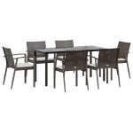 vidaXL Set mobilier de grădină cu perne, 7 piese, poliratan și oțel vidaXL Set mobilier de grădină cu perne, 7 piese, poliratan și oțel