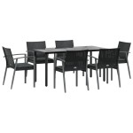 vidaXL Set mobilier de grădină cu perne, 7 piese, poliratan și oțel vidaXL Set mobilier de grădină cu perne, 7 piese, poliratan și oțel