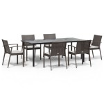 vidaXL Set mobilier de grădină cu perne, 7 piese, poliratan și oțel vidaXL Set mobilier de grădină cu perne, 7 piese, poliratan și oțel