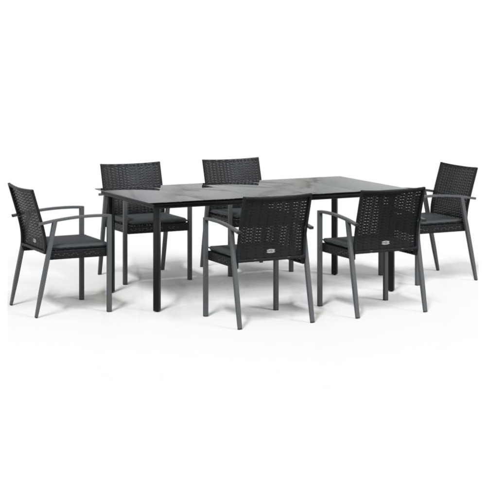 vidaXL Set mobilier de grădină cu perne, 7 piese, poliratan și oțel