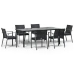 vidaXL Set mobilier de grădină cu perne, 7 piese, poliratan și oțel vidaXL Set mobilier de grădină cu perne, 7 piese, poliratan și oțel