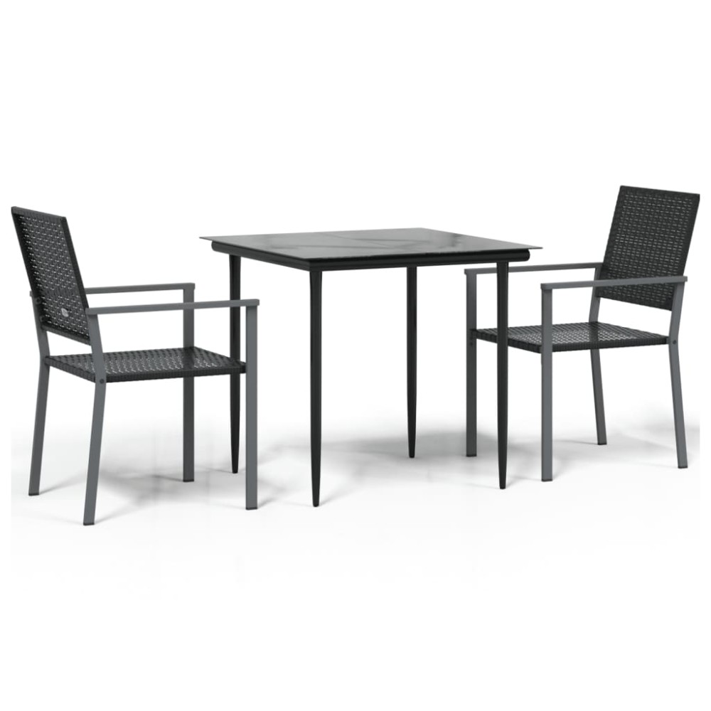 vidaXL Set mobilier de grădină, 3 piese, poliratan și oțel