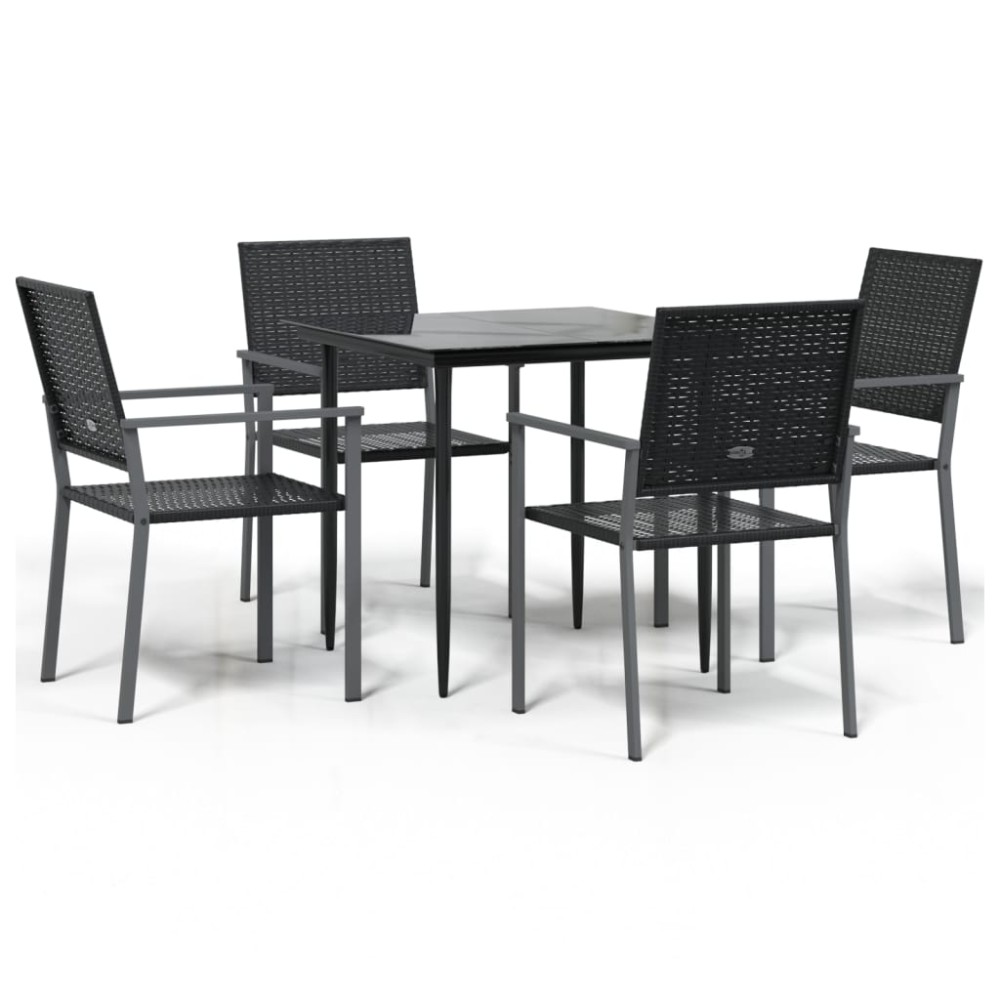 vidaXL Set mobilier de grădină, 5 piese, poliratan și oțel