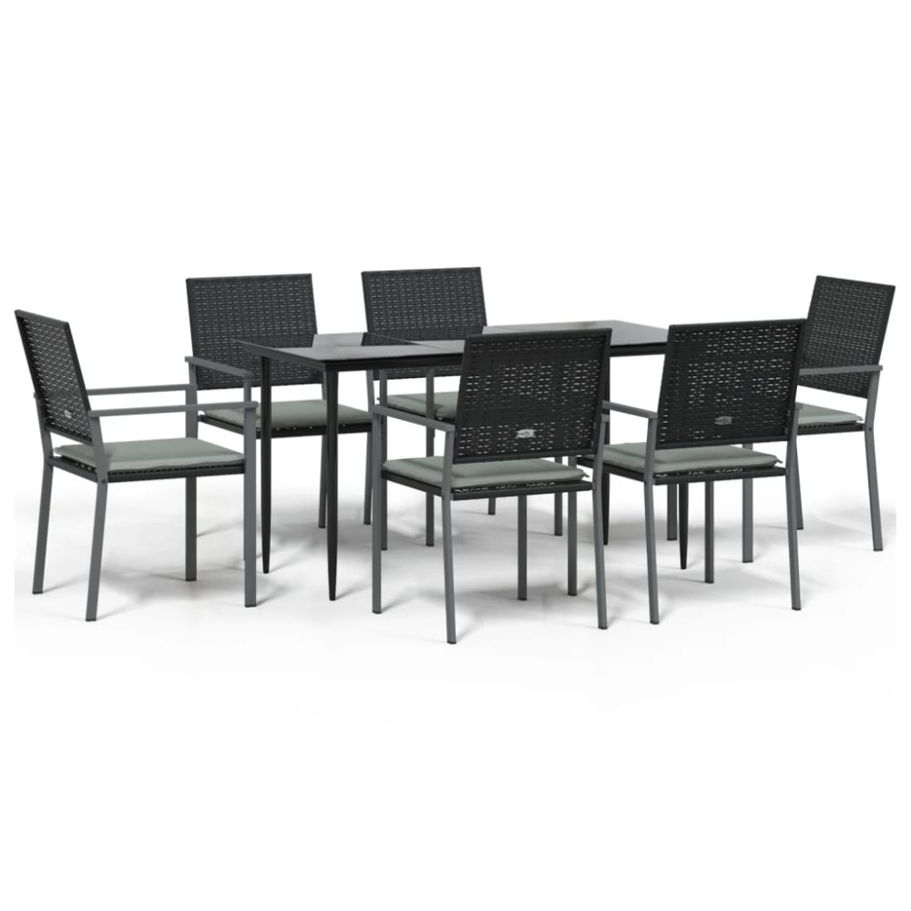 vidaXL Set mobilier de grădină cu perne, 7 piese, poliratan și oțel
