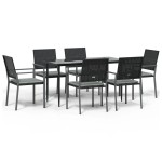 vidaXL Set mobilier de grădină cu perne, 7 piese, poliratan și oțel vidaXL Set mobilier de grădină cu perne, 7 piese, poliratan și oțel