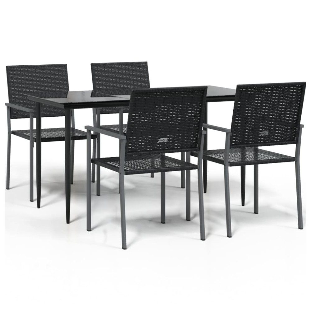 vidaXL Set mobilier de grădină, 5 piese, poliratan și oțel