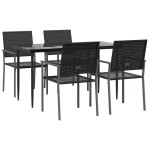 vidaXL Set mobilier de grădină, 5 piese, poliratan și oțel vidaXL Set mobilier de grădină, 5 piese, poliratan și oțel