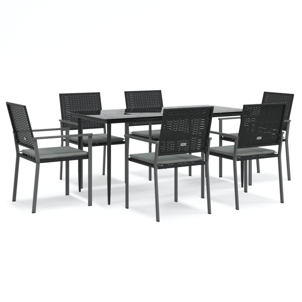 vidaXL Set mobilier de grădină cu perne, 7 piese, poliratan și oțel
