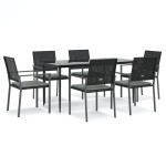 vidaXL Set mobilier de grădină cu perne, 7 piese, poliratan și oțel vidaXL Set mobilier de grădină cu perne, 7 piese, poliratan și oțel