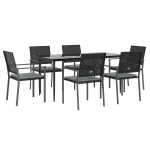 vidaXL Set mobilier de grădină cu perne, 7 piese, poliratan și oțel vidaXL Set mobilier de grădină cu perne, 7 piese, poliratan și oțel