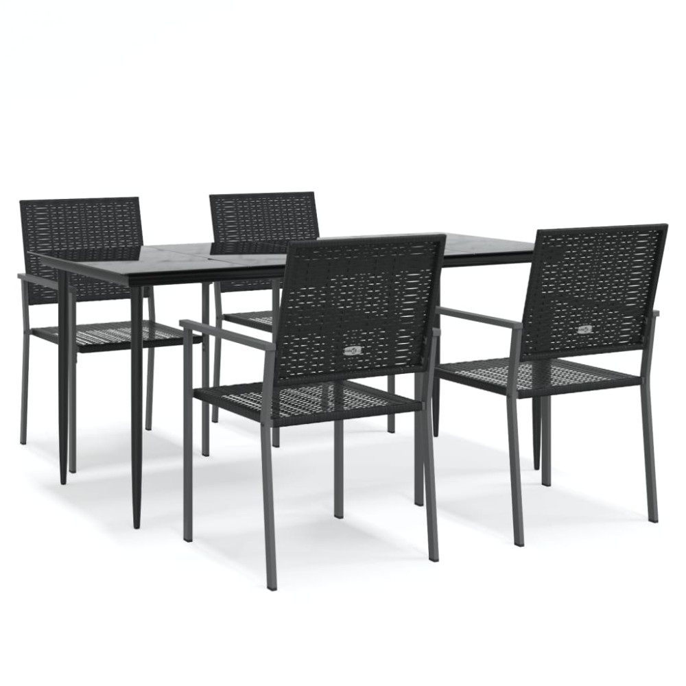 vidaXL Set mobilier de grădină, 5 piese, poliratan și oțel