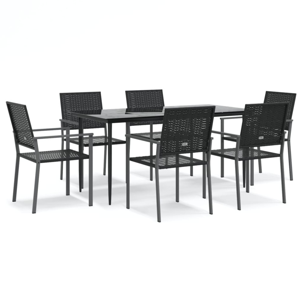 vidaXL Set mobilier de grădină, 7 piese, poliratan și oțel
