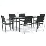 vidaXL Set mobilier de grădină, 7 piese, poliratan și oțel