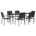 vidaXL Set mobilier de grădină, 7 piese, poliratan și oțel