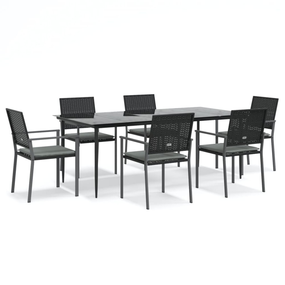 vidaXL Set mobilier de grădină cu perne, 7 piese, poliratan și oțel