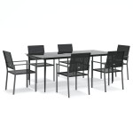 vidaXL Set mobilier de grădină, 7 piese, poliratan și oțel