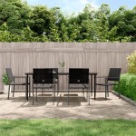 vidaXL Set mobilier de grădină, 7 piese, poliratan și oțel