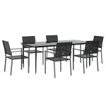 vidaXL Set mobilier de grădină, 7 piese, poliratan și oțel