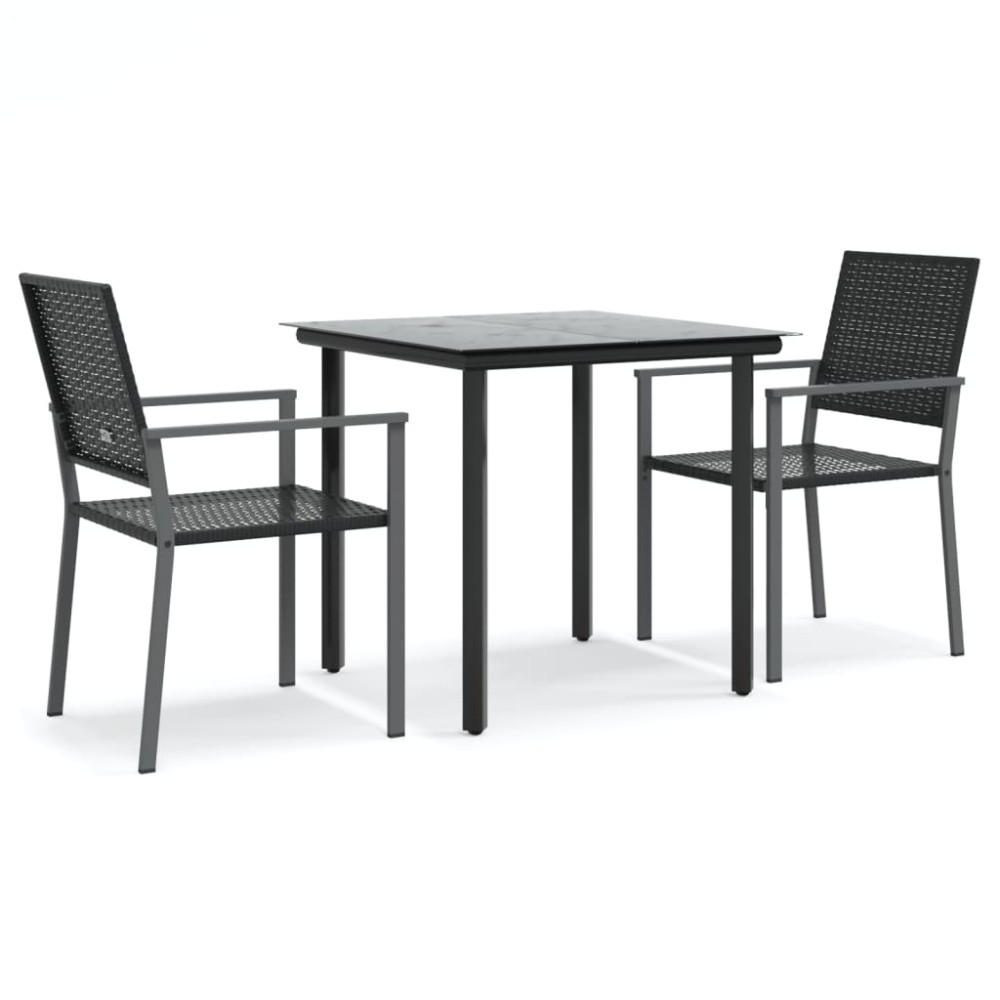 vidaXL Set mobilier de grădină, 3 piese, poliratan și oțel