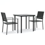 vidaXL Set mobilier de grădină, 3 piese, poliratan și oțel