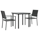 vidaXL Set mobilier de grădină, 3 piese, poliratan și oțel