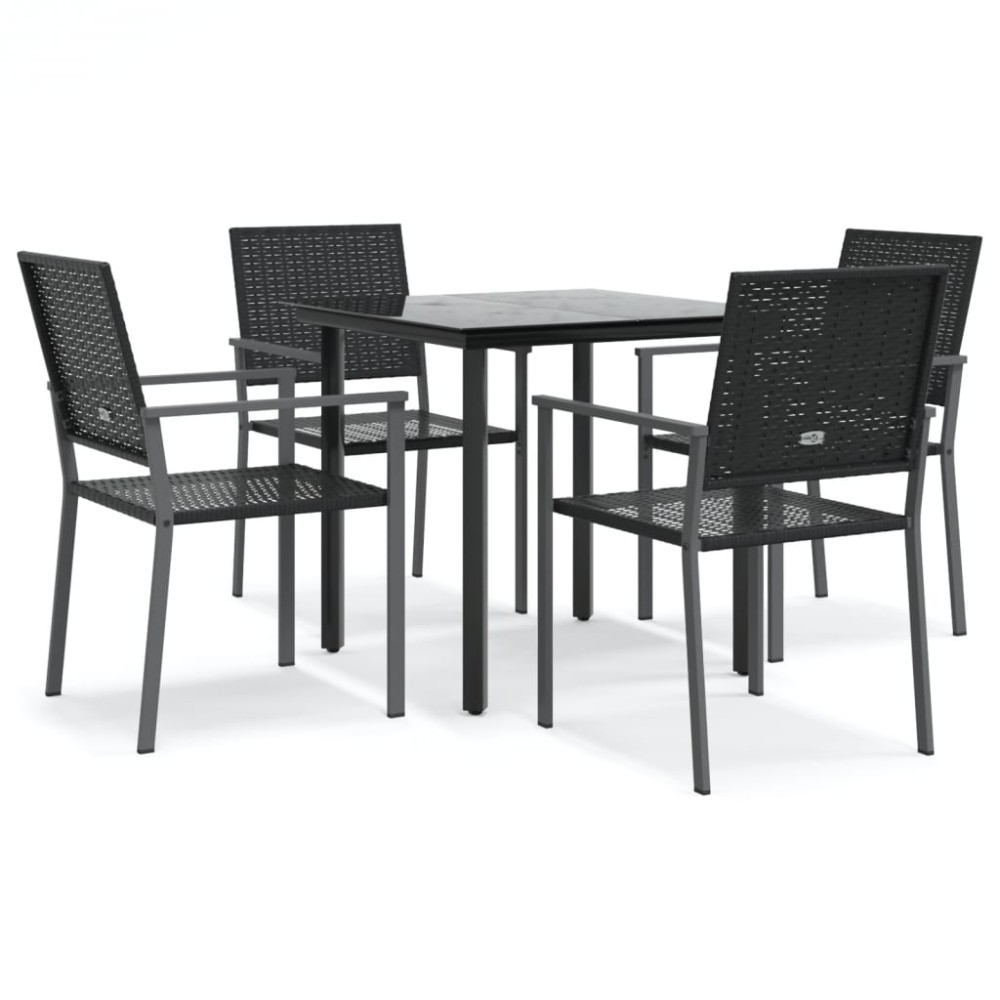 vidaXL Set mobilier de grădină, 5 piese, poliratan și oțel