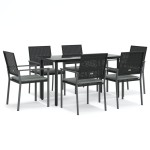 vidaXL Set mobilier de grădină cu perne, 7 piese, poliratan și oțel vidaXL Set mobilier de grădină cu perne, 7 piese, poliratan și oțel