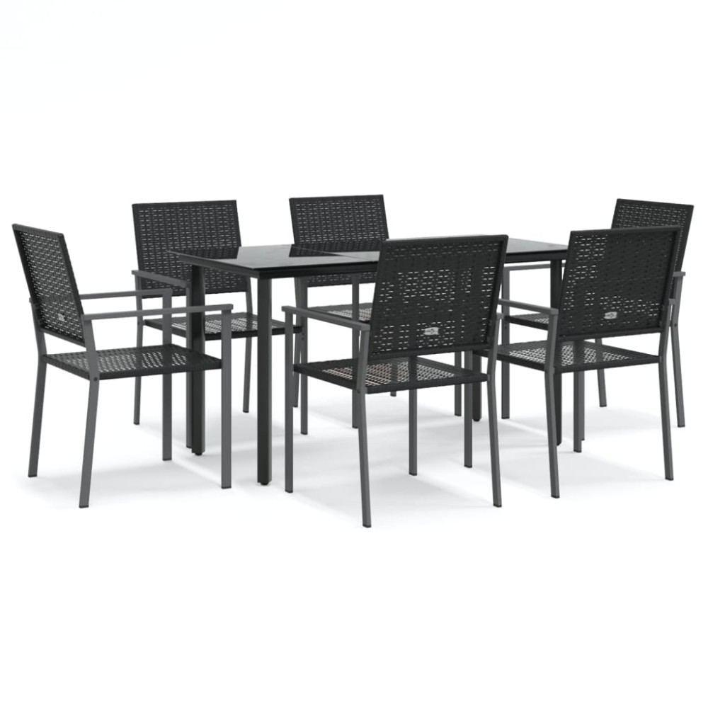 vidaXL Set mobilier de grădină, 7 piese, poliratan și oțel