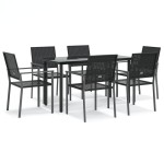 vidaXL Set mobilier de grădină, 7 piese, poliratan și oțel