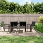 vidaXL Set mobilier de grădină, 7 piese, poliratan și oțel
