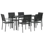 vidaXL Set mobilier de grădină, 7 piese, poliratan și oțel