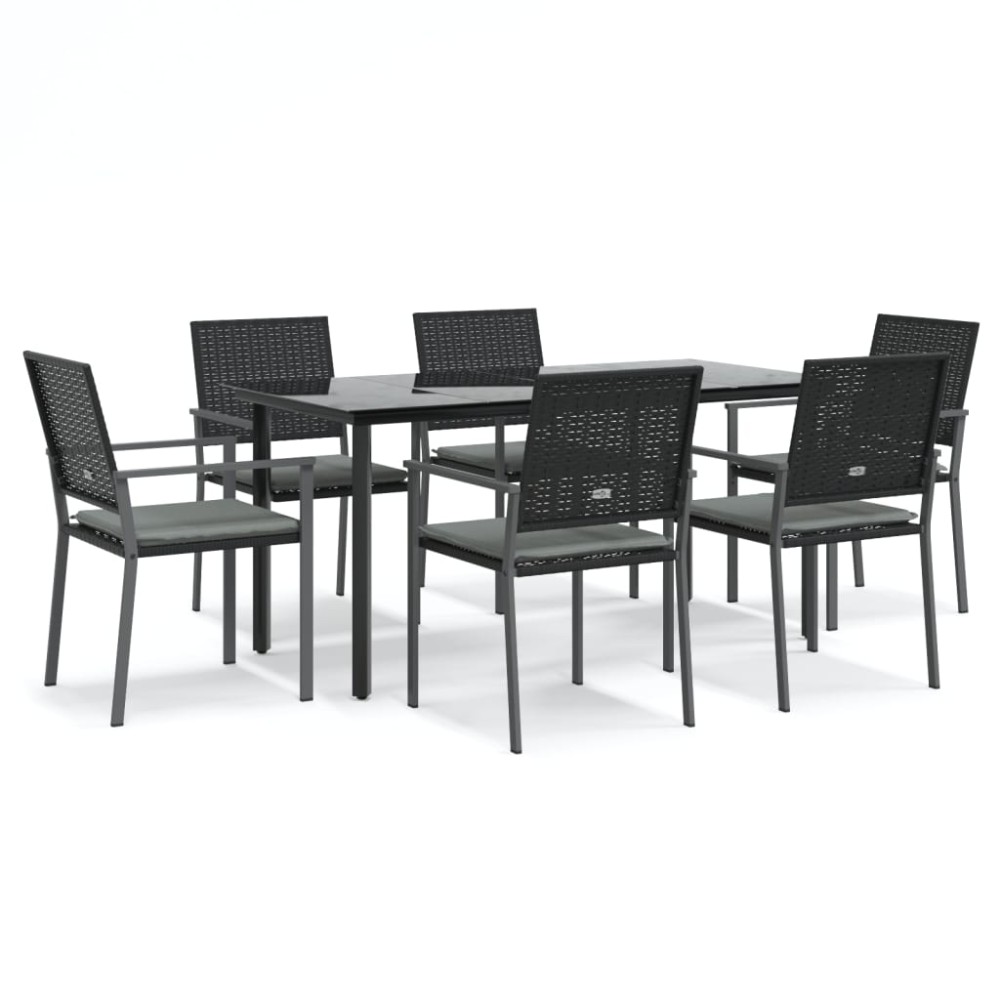vidaXL Set mobilier de grădină cu perne, 7 piese, poliratan și oțel