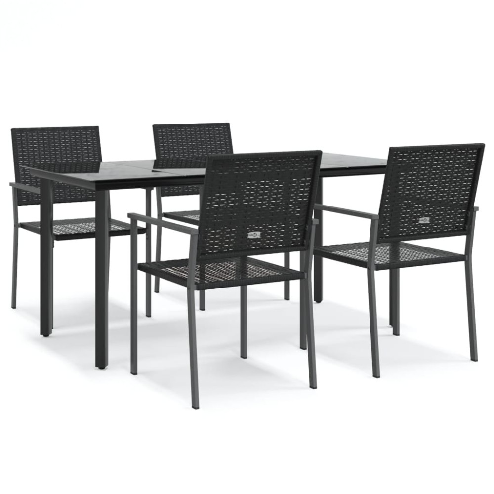 vidaXL Set mobilier de grădină, 5 piese, poliratan și oțel
