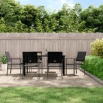 vidaXL Set mobilier de grădină, 7 piese, poliratan și oțel