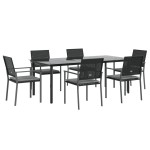 vidaXL Set mobilier de grădină cu perne, 7 piese, poliratan și oțel vidaXL Set mobilier de grădină cu perne, 7 piese, poliratan și oțel