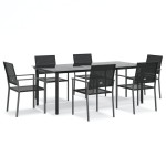 vidaXL Set mobilier de grădină, 7 piese, poliratan și oțel