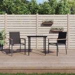 vidaXL Set mobilier de grădină, 3 piese, negru, textilenă și oțel vidaXL Set mobilier de grădină, 3 piese, negru, textilenă și oțel