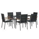vidaXL Set mobilier de grădină, 7 piese, negru, textilenă și oțel