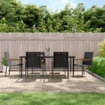 vidaXL Set mobilier de grădină, 7 piese, negru, textilenă și oțel